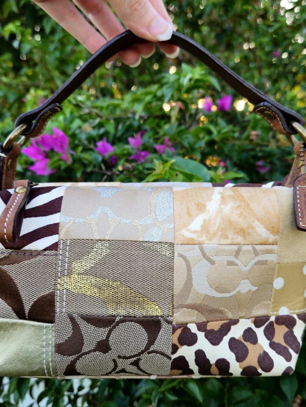 Coach Y2K Patchwork Demi Shoulder Bag Animal Print Zebra Leopard Signature
